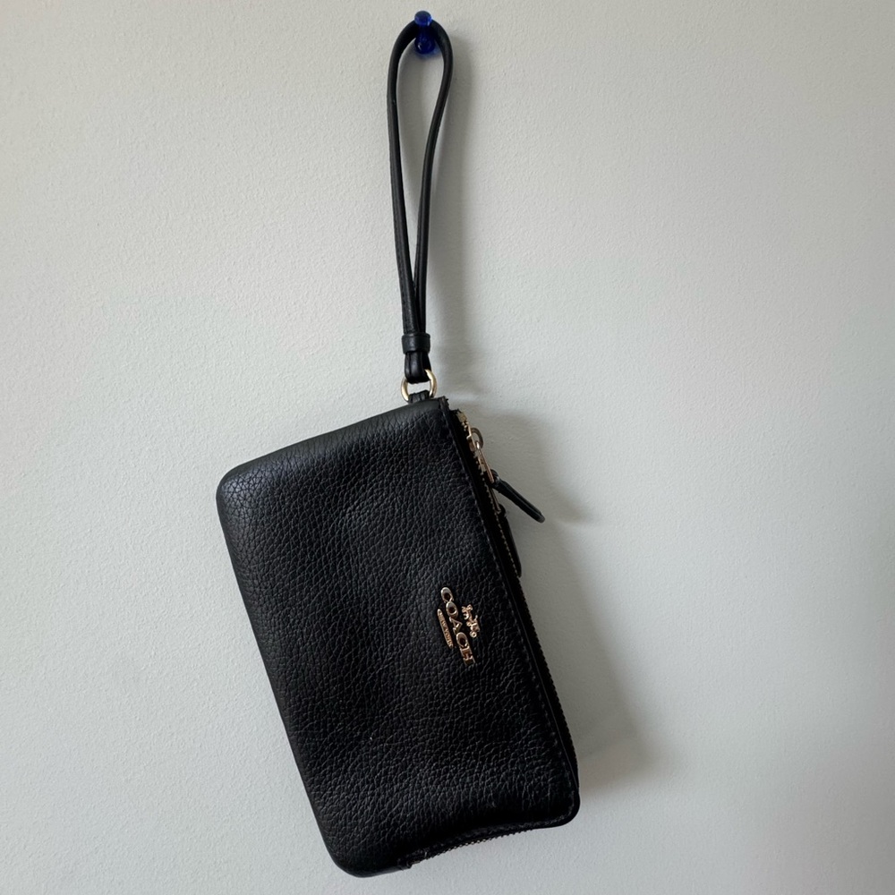 Coach Black Leather Wristlet